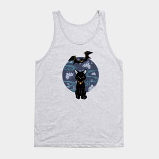 Flyingfox And Black Cat With Cherry Blossom Tank Top